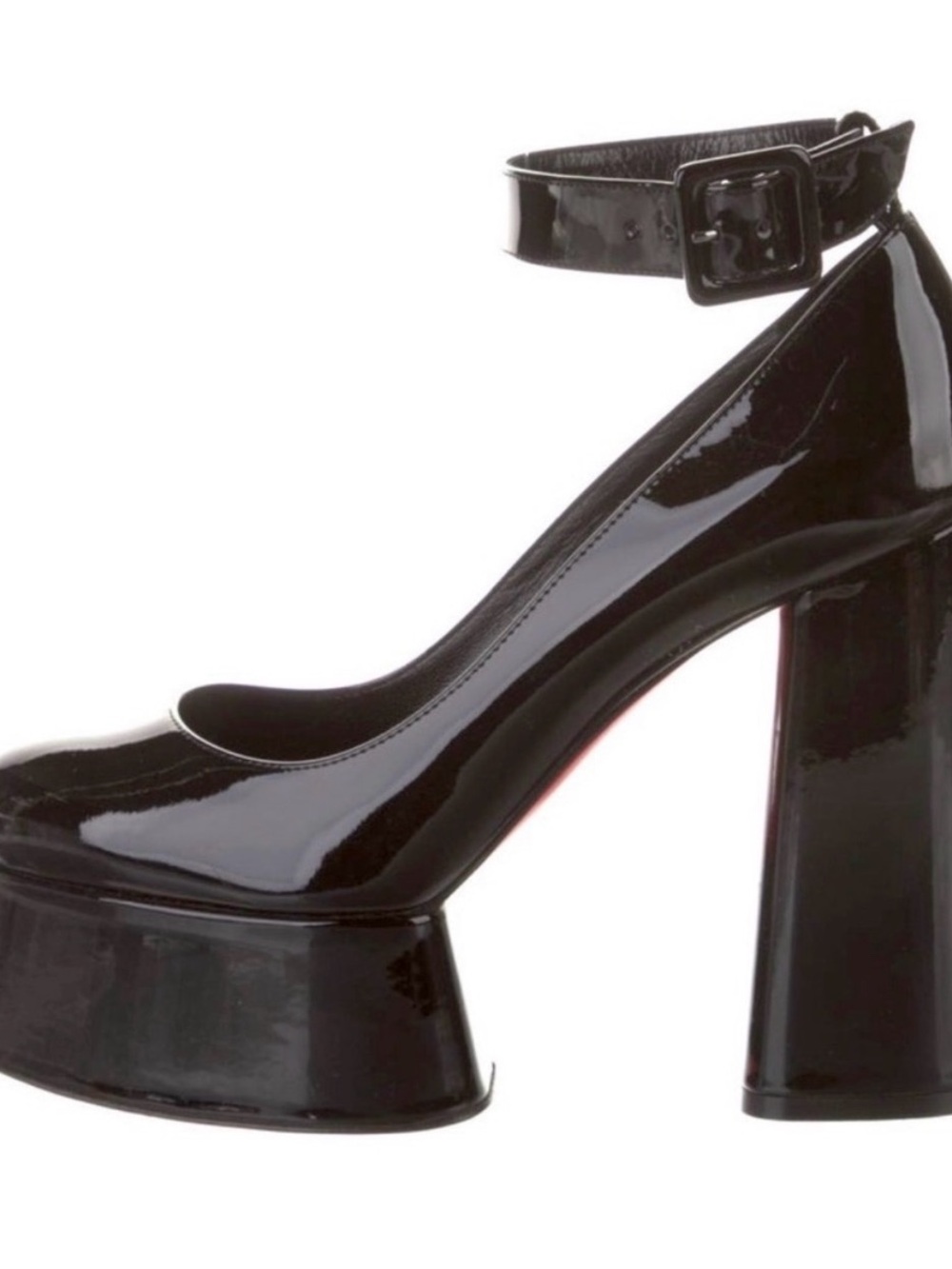 Christian Louboutin Yazefir Platform Heels Black Patent Leather Size 40